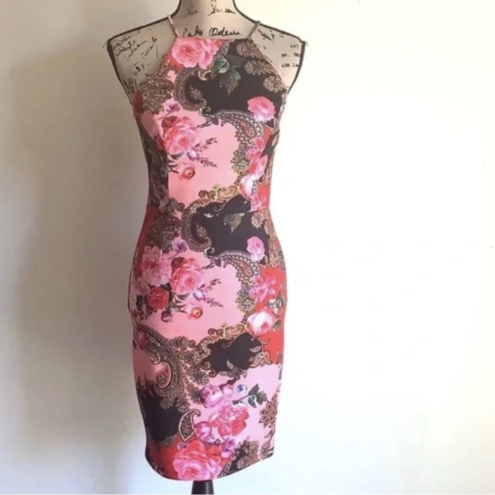 Boston Proper/ Alexia Admor Floral Dress - Pink and Black